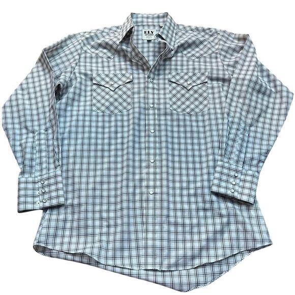Ely Cattleman Men's Multicolor Plaid Pearl Snap Cowboy Western Shirt Size M - Picture 1 of 5